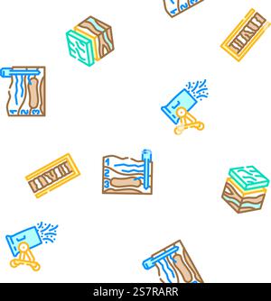 mining engineer industry vector seamless pattern thin line illustration. mining engineer industry seamless pattern vector Stock Vector