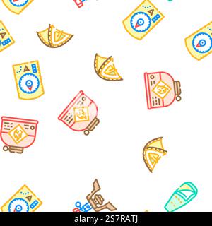 mountaineering tool sport vector seamless pattern thin line illustration. mountaineering tool sport vector seamless pattern Stock Vector