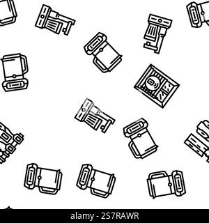 smart home control vector seamless pattern thin line illustration. smart home control seamless pattern vector Stock Vector