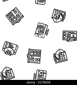game development software vector seamless pattern thin line illustration. game development software seamless pattern vector Stock Vector