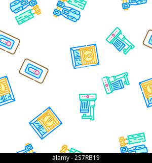 smart home control vector seamless pattern thin line illustration. smart home control seamless pattern vector Stock Vector