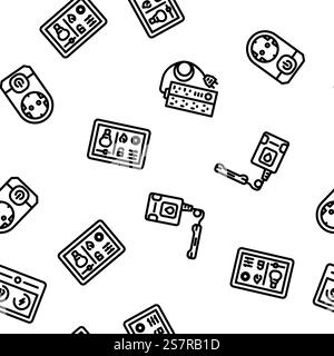 smart home control vector seamless pattern thin line illustration. smart home control seamless pattern vector Stock Vector