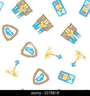electrical danger voltage vector seamless pattern thin line illustration. electrical danger voltage seamless pattern vector Stock Vector