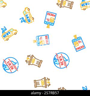 news media screen business vector seamless pattern thin line illustration. news media screen business vector seamless pattern Stock Vector