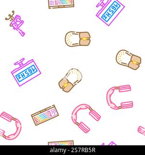 game pc computer gaming vector seamless pattern thin line illustration. game pc computer gaming vector seamless pattern Stock Vector