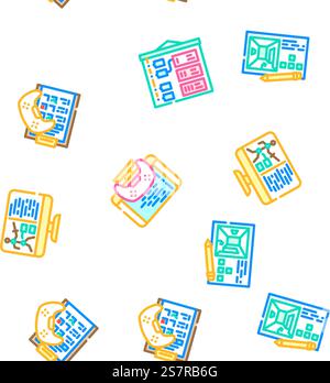 game development software vector seamless pattern thin line illustration. game development software seamless pattern vector Stock Vector
