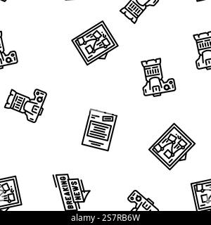 news media screen business vector seamless pattern thin line illustration. news media screen business vector seamless pattern Stock Vector