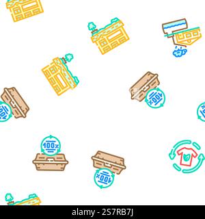 green living eco vector seamless pattern thin line illustration. green living eco seamless pattern vector Stock Vector