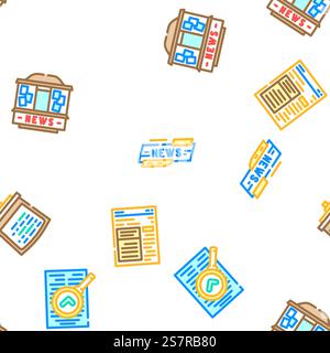 news media screen business vector seamless pattern thin line illustration. news media screen business vector seamless pattern Stock Vector