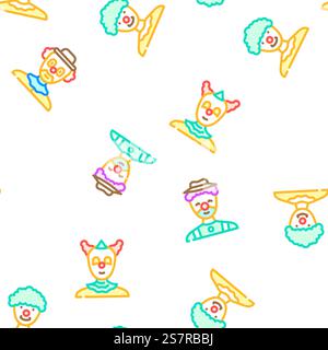 circus carnival vintage show vector seamless pattern thin line illustration. circus carnival vintage show vector seamless pattern Stock Vector