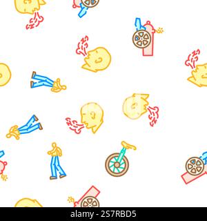 circus carnival vintage show vector seamless pattern thin line illustration. circus carnival vintage show vector seamless pattern Stock Vector