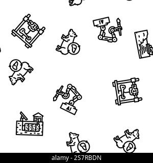 future technology digital data vector seamless pattern thin line illustration. future technology digital data vector seamless pattern Stock Vector