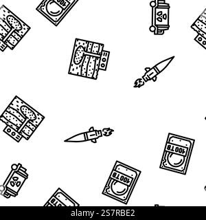 future technology digital data vector seamless pattern thin line illustration. future technology digital data vector seamless pattern Stock Vector