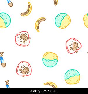 rotten food waste vector seamless pattern thin line illustration. rotten food waste seamless pattern vector Stock Vector