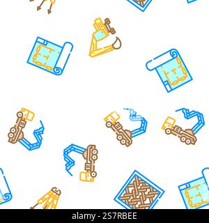 civil engineer construction vector seamless pattern thin line illustration. civil engineer construction vector seamless pattern Stock Vector