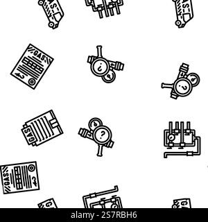 gas energy oil power pipeline vector seamless pattern thin line illustration. gas energy oil power pipeline vector seamless pattern Stock Vector