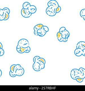 popcorn food snack cinema vector seamless pattern thin line illustration. popcorn food snack cinema vector seamless pattern Stock Vector