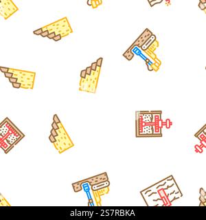 mining engineer industry vector seamless pattern thin line illustration. mining engineer industry seamless pattern vector Stock Vector