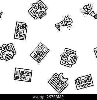 game development software vector seamless pattern thin line illustration. game development software seamless pattern vector Stock Vector