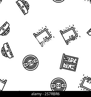 smart home control vector seamless pattern thin line illustration. smart home control seamless pattern vector Stock Vector