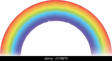Rainbow realistic. Sun effect color arch, joyful summer or spring sky, iridescent lights, natural weather effect, curved multicolor stripe after rain. Vector isolated on white background illustration. Rainbow realistic. Sun effect color arch, joyful summer or spring sky, iridescent lights, natural weather effect, curved multicolor stripe after rain. Vector isolated illustration Stock Vector