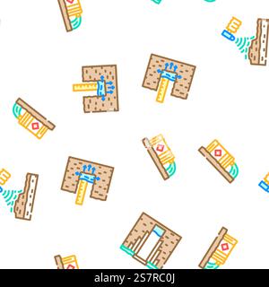 hydrogeologist industrial vector seamless pattern thin line illustration. hydrogeologist industrial seamless pattern vector Stock Vector