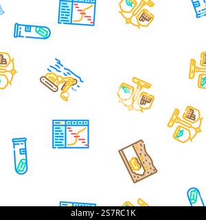 mining engineer industry vector seamless pattern thin line illustration. mining engineer industry seamless pattern vector Stock Vector