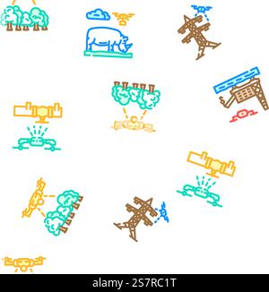 drone use technology vector seamless pattern thin line illustration. drone use technology seamless pattern vector Stock Vector