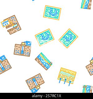 hydrogeologist industrial vector seamless pattern thin line illustration. hydrogeologist industrial seamless pattern vector Stock Vector
