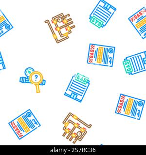 gas energy oil power pipeline vector seamless pattern thin line illustration. gas energy oil power pipeline vector seamless pattern Stock Vector