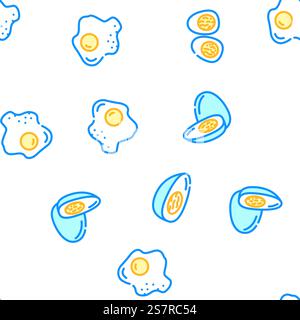 egg food healthy fresh vector seamless pattern thin line illustration. egg food healthy fresh vector seamless pattern Stock Vector