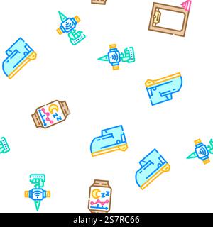 smart home control vector seamless pattern thin line illustration. smart home control seamless pattern vector Stock Vector