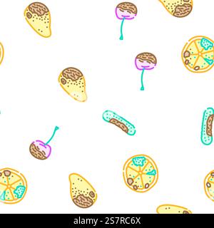 rotten food waste vector seamless pattern thin line illustration. rotten food waste seamless pattern vector Stock Vector