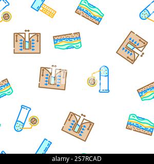 hydrogeologist industrial vector seamless pattern thin line illustration. hydrogeologist industrial seamless pattern vector Stock Vector