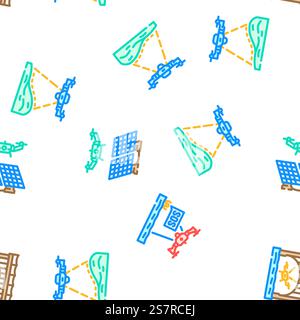 drone use technology vector seamless pattern thin line illustration. drone use technology seamless pattern vector Stock Vector