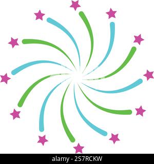 Party firework icon. Night sky light show isolated on white background. Party firework icon. Night sky light show Stock Vector