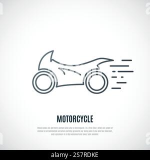 Vector Motorcycle icon in line style. Futuristic Motorbike emblem isolated on white background. Stock Vector
