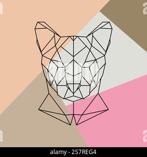 Geometric head of African Puma. Cheetah geometric icon. Wild cat vector illustration. Stock Vector
