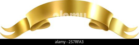 Golden label banner. Realistic fabric scroll mockup isolated on white background. Golden label banner. Realistic fabric scroll mockup Stock Vector