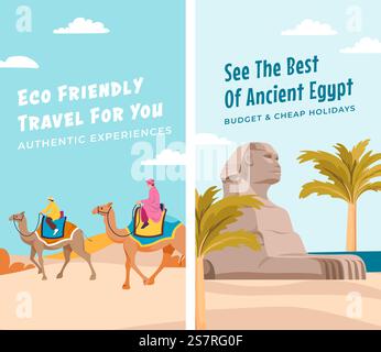 Ancient Egypt culture landmarks tours and historic travel. Vector ...