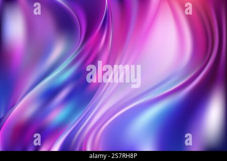 Adorable abstract purple holographic background with vertical waves Stock Vector