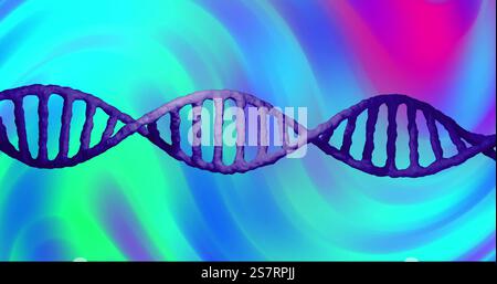 DNA strand image over vibrant, colorful background Stock Photo