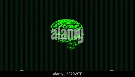 Image of binary coding over spinning brain Stock Photo