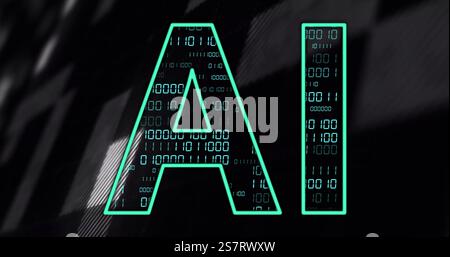 Image of ai text with data processing over globe on black background Stock Photo