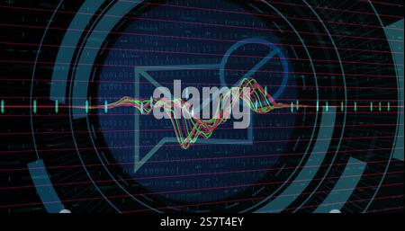 Image of data processing over scope scanning and envelope Stock Photo