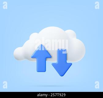 3d clouds arrow for concept design. Technology security. Cloud computing. Data storage. 3d rendering. Vector illustration. 3d clouds arrow for concept design. Stock Vector