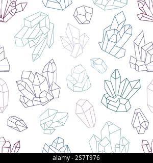 Diamond stone crystals seamless pattern. Geometry gemstone abstract cloth print. Line gemstones jewelry wallpaper, decent vector gems background of pattern stone design illustration. Diamond stone crystals seamless pattern. Geometry gemstone abstract cloth print. Line gemstones jewelry wallpaper, decent vector gems background Stock Vector