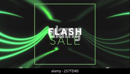 Image of flash sale text over glowing neon pattern background Stock Photo