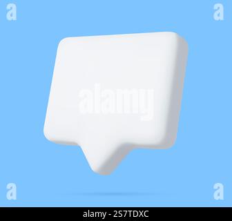 Blank speech bubble pin isolated on blue background 3D rendering. Social network communication concept. 3d render. Vector illustration. Blank red speech bubble pin Stock Vector