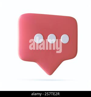 Blank speech bubble pin isolated on background 3D rendering. Social network communication concept. 3d render. Vector illustration. Blank red speech bubble pin Stock Vector